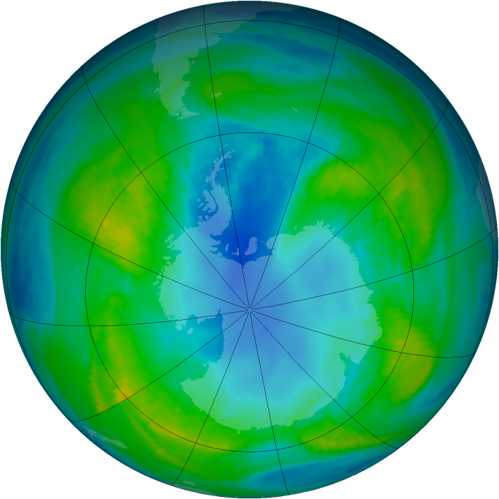 Antarctic ozone map for 29 April 1983